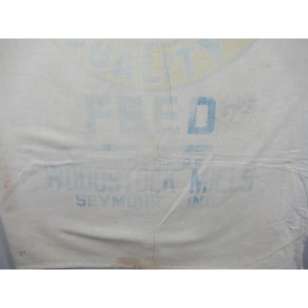 Antique Woodstock Mills 100 lb. Feed Sack Seymour Indiana Lightweight Cotton